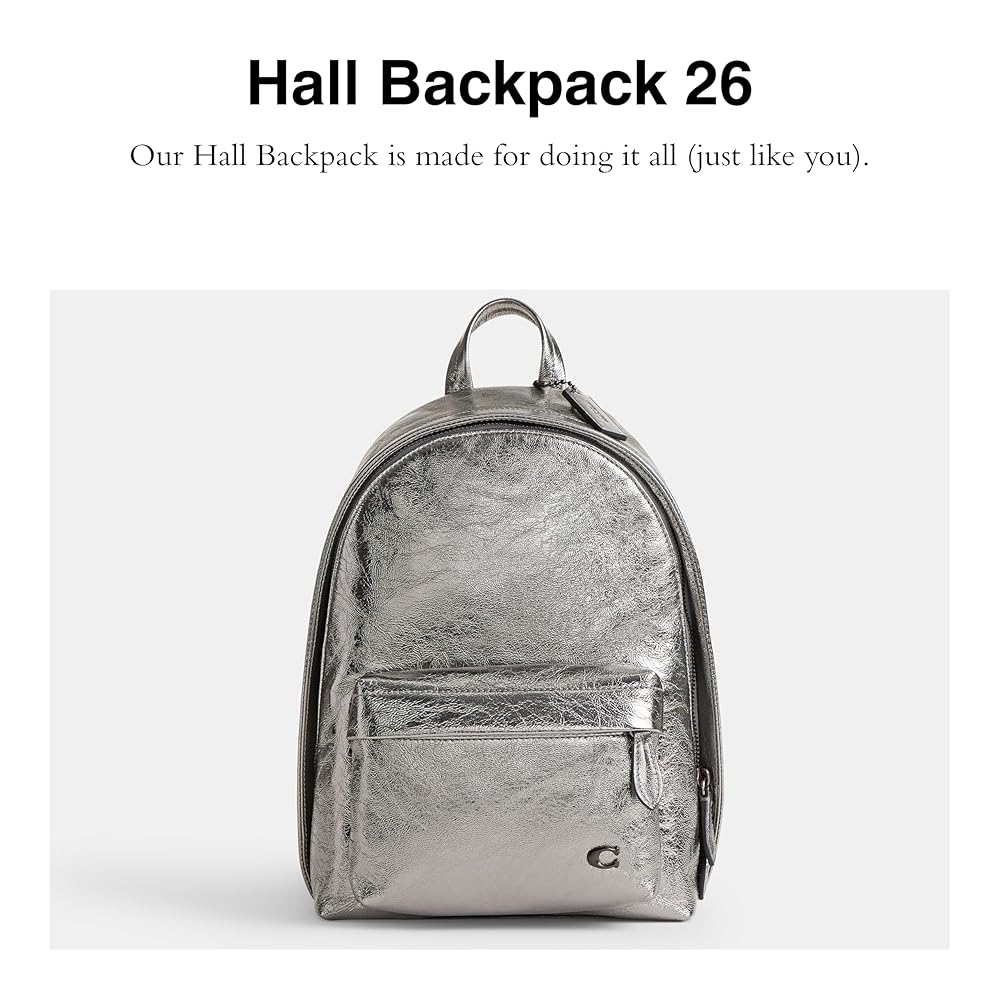 Amazon.com: COACH Hall Backpack 22 in Metallic Crinkle